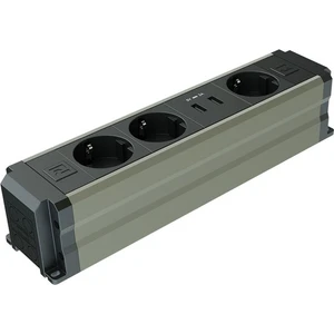 Metalline® Büro-Line Sıva Üstü Bürotik Priz Kutusu USB - Şampanya Eloksal