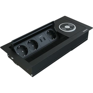 Metalline® Revo-Line Dönmeli Masaüstü Priz Kutusu Wireless USB - Siyah