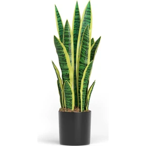 Yapay Çiçek Saksılı Yeşil Kılıç Çiçeği Dal 68CM Salon Çiçeği Metal Mat Siyah Saksılı Yapay Bitki