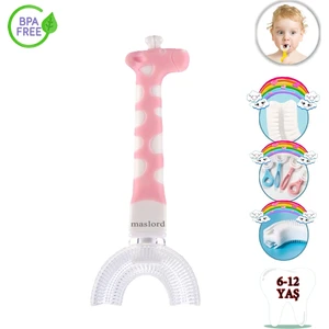 Mas Lord U Tipi Yeni Nesil Diş Fırçası - Pembe - Zürafa Model  6-12 Yaş