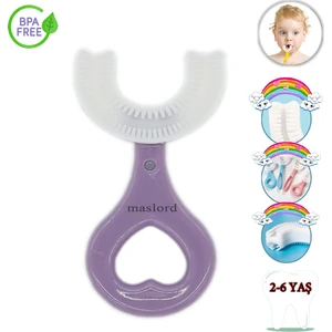 Mas Lord U Tipi Yeni Nesil Diş Fırçası - Mor - Kalp Model 2-6 Yaş