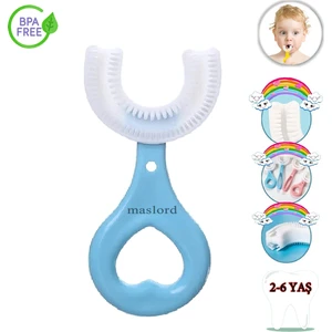 Mas Lord U Tipi Yeni Nesil Diş Fırçası - Mavi - Kalp Model 2-6 Yaş