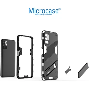 Xiaomi Redmi Note 11 Se Matrix Serisi Armor Standlı Perfect Koruma Kılıf -Siyah
