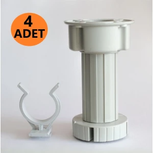 4 Adet Baza Ayağı ve Klips Takım Mutfak Baza 10 cm - 15 cm Ayarlanabilir Ayak