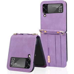 Zsunsky Shop Samsung Galaxy Z Için Deri Telefon Kılıfı Flip3 5g Mor (Yurt Dışından)