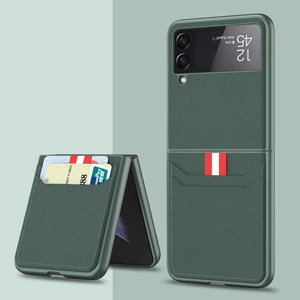 Zsunsky Shop Samsung Galaxy Z Için Ultra-Ince Deri Kılıf Flip3 5g Karanlık Gece Yeşil (Yurt Dışından)