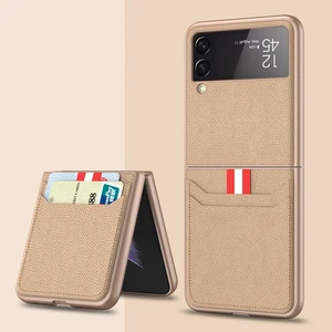 Zsunsky Shop Samsung Galaxy Z Için Ultra-Ince Deri Kılıf Flip3 5g Altın (Yurt Dışından)