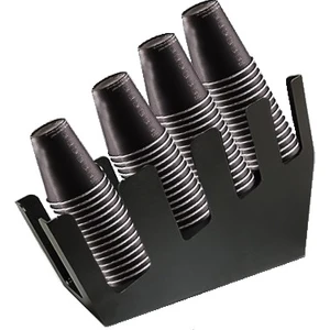 Metal Siyah Karton Bardak Standı Eğimli Model 4 Bölümlü
