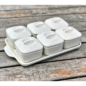 Kitchen Pembelia 6'lı Lüx Standlı ve Kapaklı Sunumluk Kahvaltılık Çerezlik