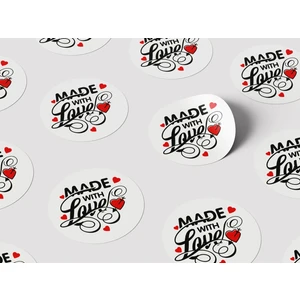 Hafsa Ticaret Made With Love Etiket 4cm - Hand Made Etiket -48 Adet