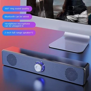 Siyah USB Bluetooth Hoparlör Kablolu Hoparlör 360 ° Surround Ses Kablosuz Hoparlör Bas Stereo Subwoofer Bluetooth 5.0 Hoparlör (Yurt Dışından)