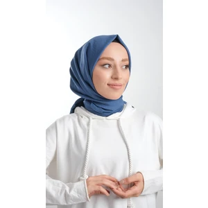 Hürrem Bone Indigo Mavi Düz Klasik Şal Pamuk Caz Sade 202105_34