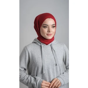 Hürrem Bone Bordo Pratik Hazır Geçmeli Şal Viskon Kumaş Penye Şal 2108_16