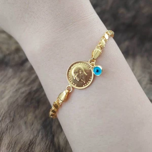 Ata Çeyrek Altınlı Pullu Zincirli Bileklik