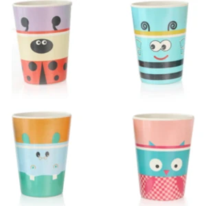 4 Adet Çocuk Bardak Set Doğal Bambu Fiber Bebek Fincan Termosu (Yurt Dışından)