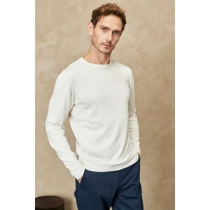 AC&Co / Altınyıldız Classics Erkek Ekru Standart Fit Normal Kesim Sıcak Tutan Bisiklet Yaka Triko Kazak