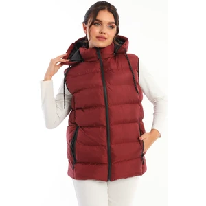 Kadın Spor Günlük Silikon Dolgu Çıkartılabilen Fermuarlı Kapüşon 3 Cepli Şişme Yelek