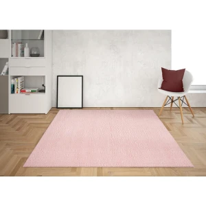 Sevser Halı Peluş Pofuduk Kesme Kaydırmaz Taban Pembe Halı Yolluk