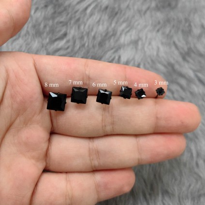 Siyah Çelik 6 Takım Kare Taşlı Bayan Erkek Küpe ES80 fırsatları