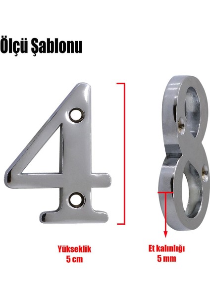 Çelik Kapı Numarası 5 cm Parlak Krom 7 Numara modelleri