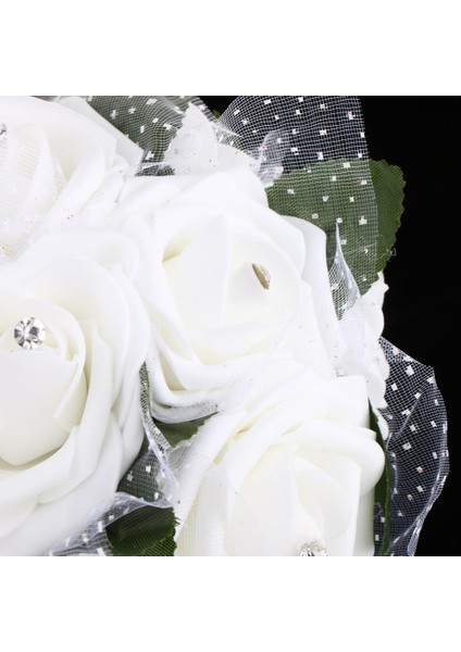 Gelin Yapay Köpük Güller Çiçek Buket Düğün Mekanı Dekor Beyaz fırsatları