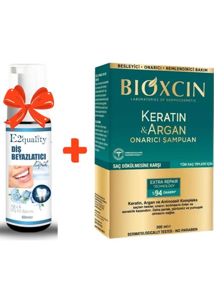 E2'quality Diş Beyazlatıcı Köpük + Bioxcin Keratin & Argan Onarıcı Şampuan 300 ml