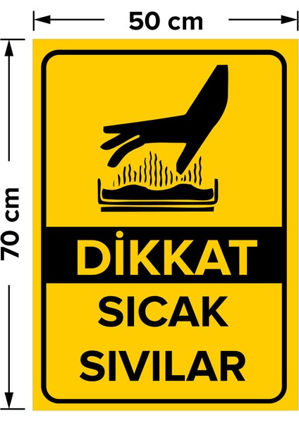 Dikkat Sıcak Sıvılar Levhası - Sac Malzeme 50X70 cm fiyatları
