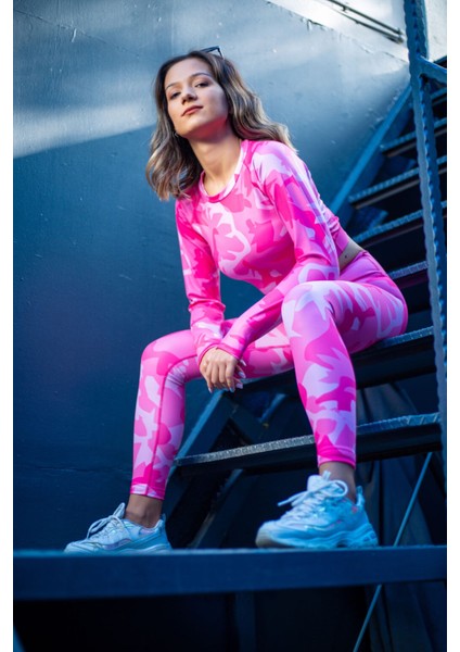 RM-06 Pembe Askeri Desen Uzun Kollu Büstiyer fiyatları