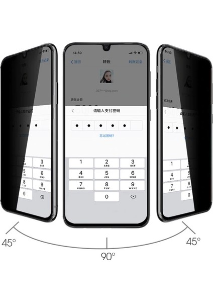 Honor 20 Için Yanlardan Görünmeyen 5d Privacy Cam Ekran Koruyucu Siyah modelleri
