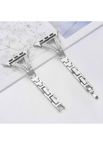 Cool Cold Apple Saat Kayış Için Lüks Metal Elmas Bilezik (38/40/41)Mm Paslanmaz Çelik Şık Zarif Kordon fırsatları