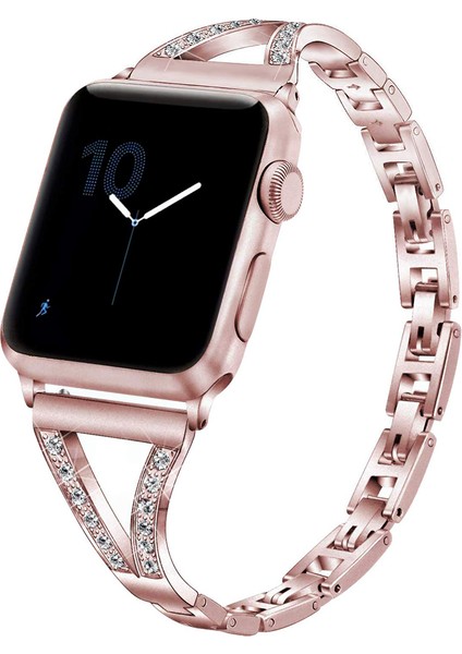 Cool Cold Apple Saat Kayış Için Lüks Metal Elmas Bilezik (38/40/41)Mm Paslanmaz Çelik Şık Zarif Kordon