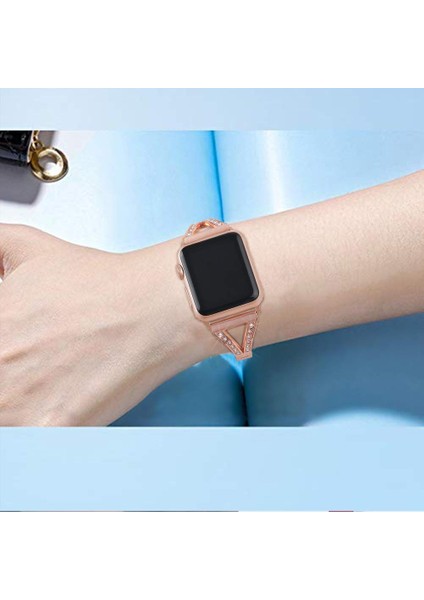 Cool Cold Apple Saat Kayış Için Lüks Metal Elmas Bilezik (38/40/41)Mm Paslanmaz Çelik Şık Zarif Kordon modelleri