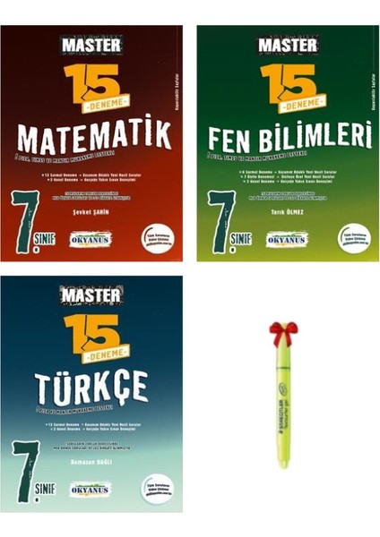 Okyanus Yayınları 7. Sınıf Master Matematik Fen Türkçe 15'li Deneme