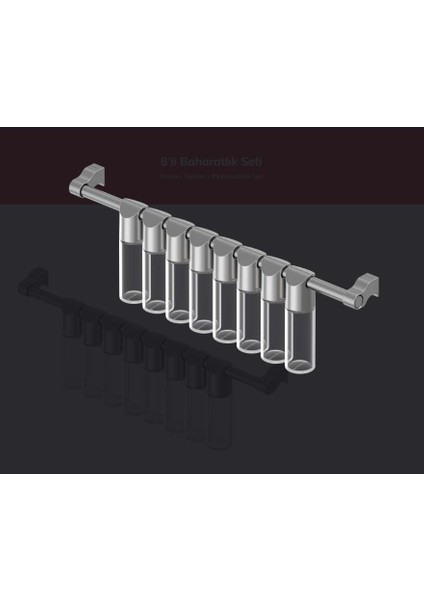 8'li Baharatlık Seti Askılı Baharatlık Krom - S-4012-C