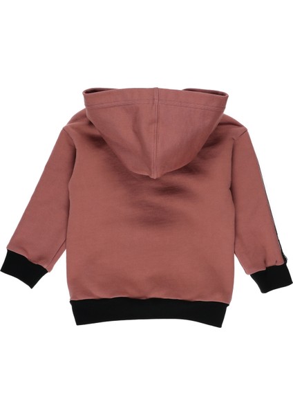 Erkek Bebek Kapüşonlu Kolları Şerit Detaylı Sweatshirt