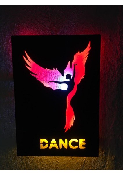 Dans Temalı LED Işıklı Ahşap Tablo 50 x 35 cm