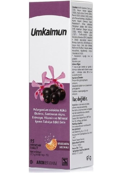 Umkaimun Sardunya Ekstreli Takviye Edici Gıda 15 Efervesan Tablet