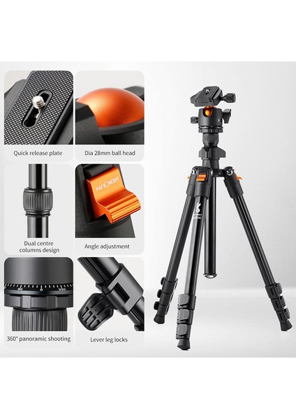 K&f Concept BI234M 116CM Katlanabilir Tripod