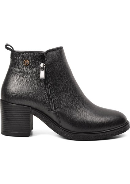 PC-52025 Siyah Deri Topuklu Kadın Bot fiyatları