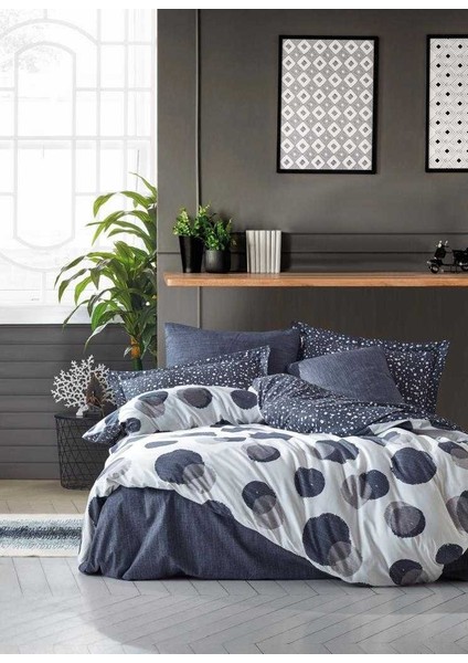 Cotton Box Modern Tek Kişilik Nevresim Takımı Orva Indigo