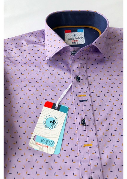 Yeni Sezon Lila Oklu Uzun Kol Çocuk Gömlek modelleri