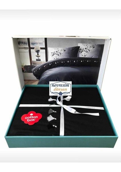 Cotton Box Candy Çift Kişilik Nevresim Takımı Deren Siyah