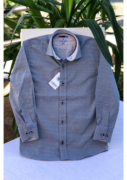 Yeni Sezon Lacivert Küplü Uzun Kol Çocuk Gömlek