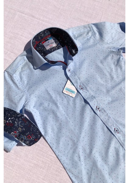 Yeni Sezon Bebe Mavi Noktalı Uzun Kol Çocuk Gömlek fiyatları