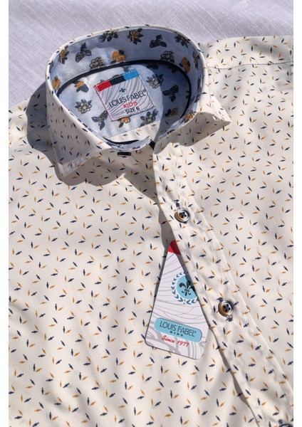 Yeni Sezon Lacivert Krem Ok Detaylı Uzun Kol Çocuk Gömlek fiyatları