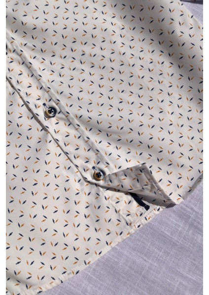 Yeni Sezon Lacivert Krem Ok Detaylı Uzun Kol Çocuk Gömlek fırsatları