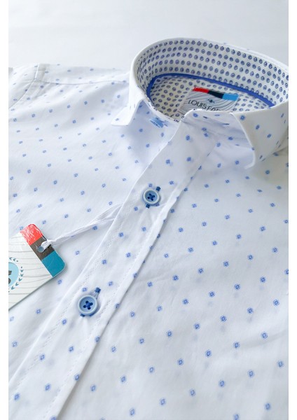 Yeni Sezon Beyaz Dörtgen Desenli Uzun Kol Çocuk Gömlek fiyatları