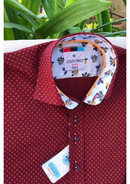 Yeni Sezon Bordo Minik Çiçek Desenli Uzun Kol Çocuk Gömlek fiyatları