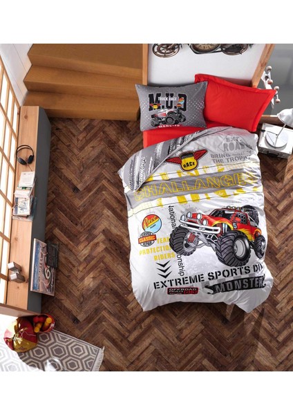 Cotton Box Genç Ranforce Nevresim Takımı Tek Kişilik Monster Kırmızı