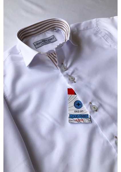 Beyaz Kahve Çizgili Okul Çocuk Gömleği modelleri